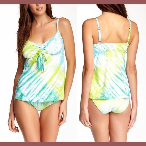 NWT 2PC Lucky Brand Summer Time Tankini Top ( Small ) +Bikini‎ Bottom ( Medium ) - Picture 1 of 10